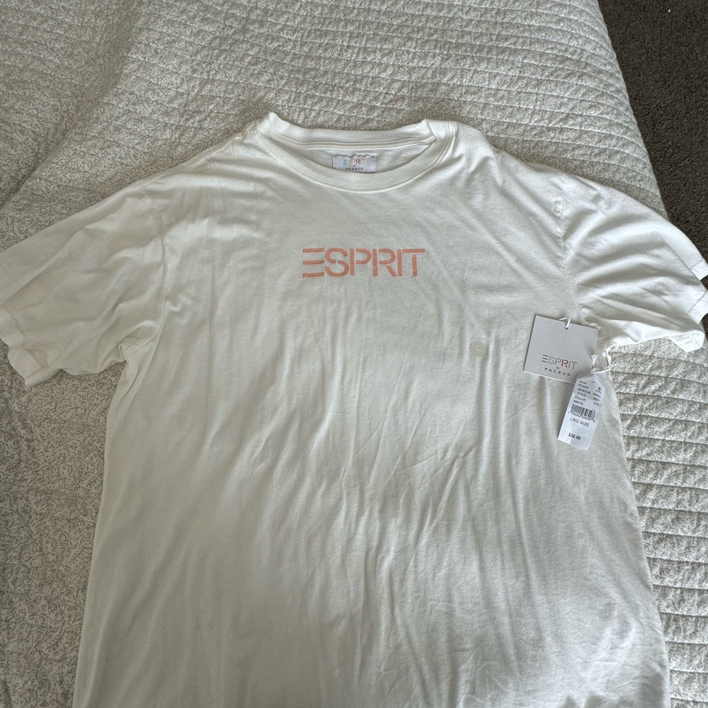 Esprit Cream Women’s T-Shirt with Pink Logo